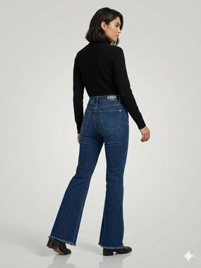 Rewash Dark Indigo Flared High-Rise Jeans
